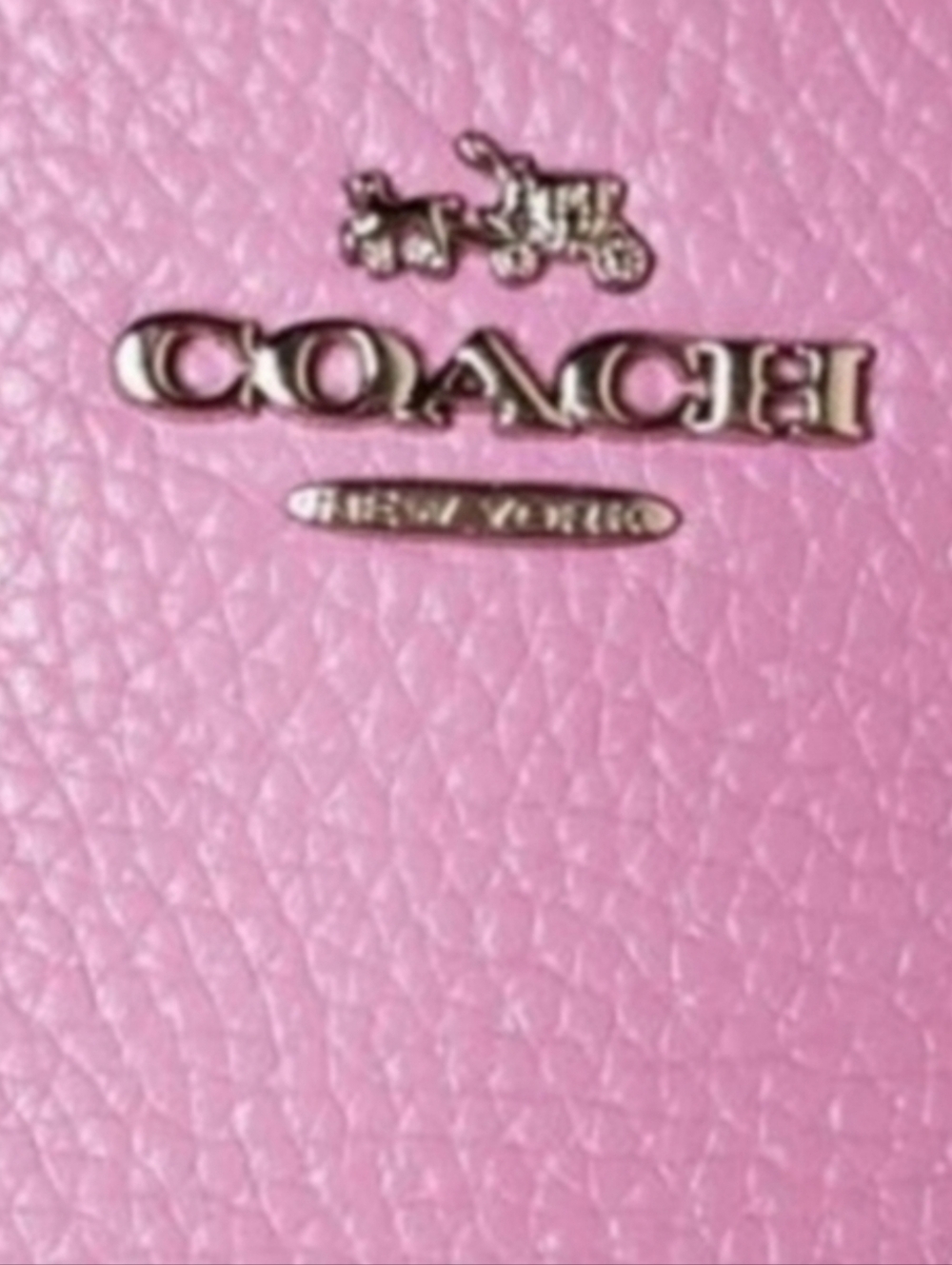 Coach Pink Teddy Bear Shearling-Trim Leather Mini Handbag Wristlet with Pompom - Picture 2 of 5